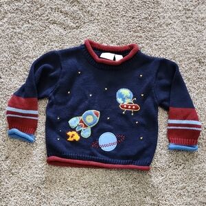Intergalactic Adventure Kids Sweater - Navy and Red